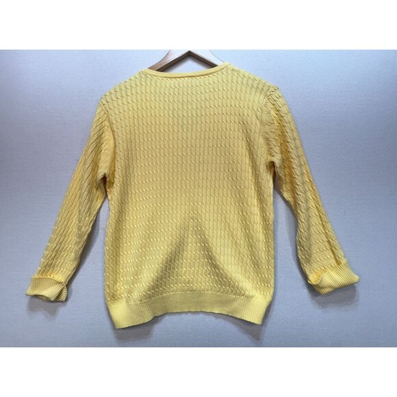 Crystal-Kobe Womens Cable Knit Cardigan Sweater Size M Yellow Button Up - Picture 7 of 9